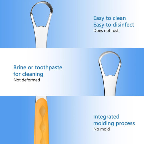 4 Pcs Tongue Scraper Cleaner Adults and Kids Stainless Steel Tongue Brush Metal Tongue Scraper Reduce Bad Breath with Travel Cases for Men Women O...