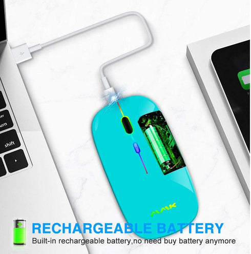 Wireless Bluetooth Mouse for Laptop, Rechargeable Mouse 2.4G USB Optical Wireless Mouse, LED Slim Dual Mode(Bluetooth 5.0 and 2.4G) Wireless Mouse...