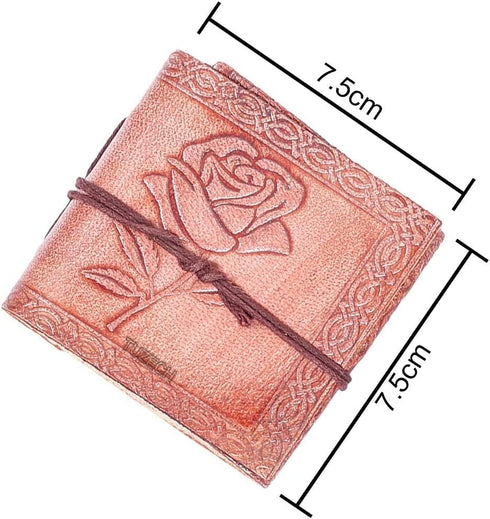 TUZECH Handmade Leather Bound Book of Shadows Mini Notebook Blank Unlined Small Pocket Tiny Journal For Office Artist Architect Personal Note Vint...