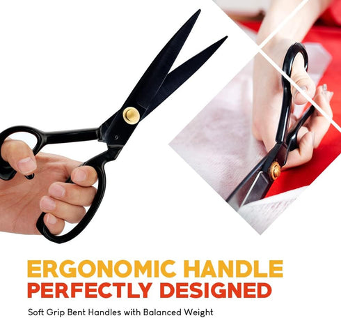 Fabric Scissors Professional (9-inch), Premium Scissors for Fabric Cutting with Bonus Measuring Tape - Made of High Density Carbon Steel Shears, S...