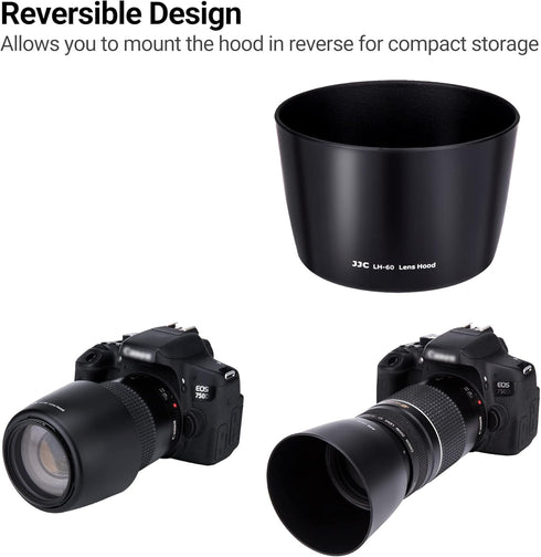 Reversible Lens Hood Shade Protector for Canon EF 75-300mm f/4-5.6 III USM & EF-S 55-250mm f/4-5.6 is II Lens Replaces ET-60 On Canon EOS 5D Mark ...