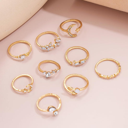 FUTIMELY Boho Retro Stackable Rings Sets for Women,Knuckle Joint Finger Nail Ring Sets Vintage Crystal Moon Flower Arrow Midi Rings Pack...