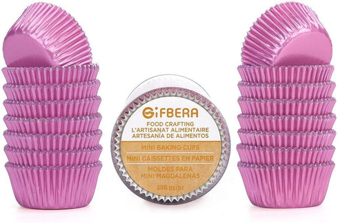 Gifbera Pink Foil Cupcake Liners Mini Size Muffin Baking Cups 300 Count, Pink...