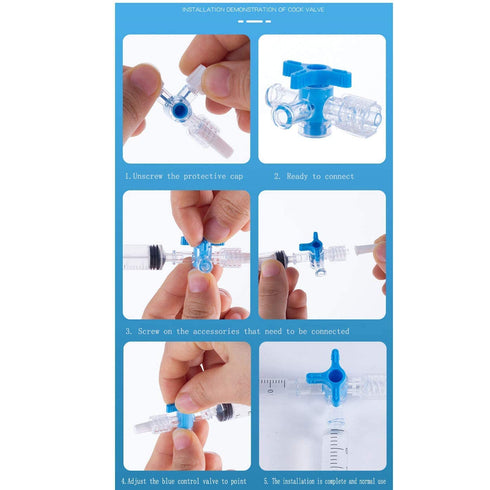 6pcs Disposable Medical Valve 3-Way Stopcocks with Luer Connections Male Lock for School Projects, Hobbies DIY Experimental Research Projects...