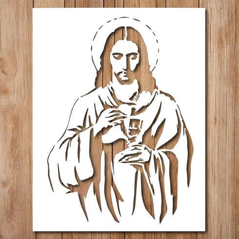 Jesus Stencil - Religious Christian Easter Christmass Xmas Stencils Reusable for Painting on Wood, Glass, Wall, Rock, Walls, Glassware, Canvas - J...