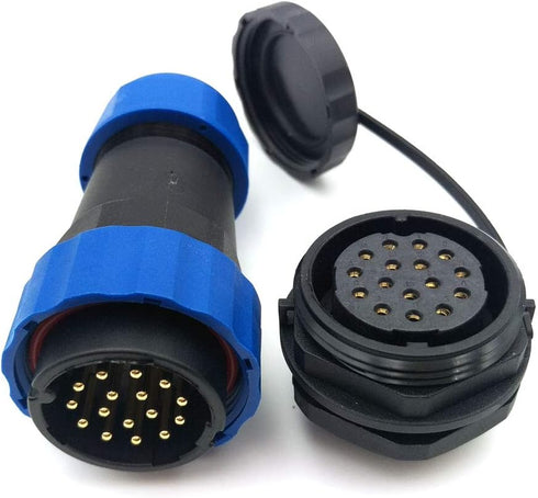 SD28 28MM IP68 16Pin Panel Mount Waterproof Wire Connector,Industrial Power Cable Connector (16-Pin, Panel Mount-Plug(male)&Socket(female))...
