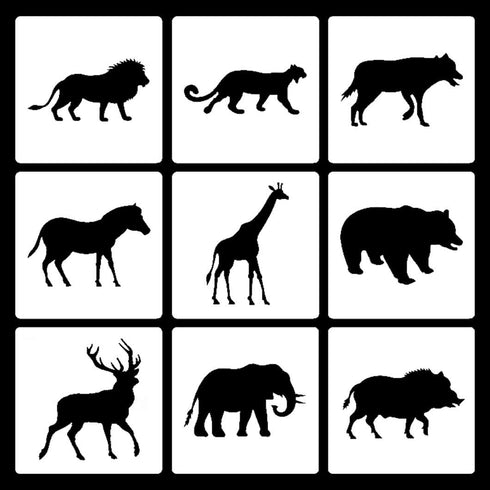 Rolin Roly 9Pcs Animal Painting Stencils Horse Drawing Stencil Forest Animals Painting Template Plastic Templates for DIY Project Giraffe Lion Tig...