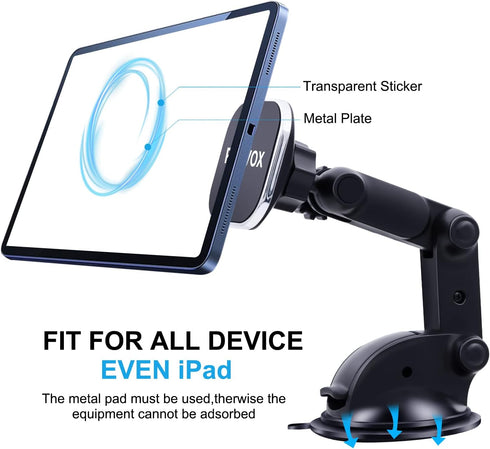 Magnetic Phone Car Mount, Universal Dashboard Windshield Car Phone Mount Holder with Upgraded 3.2" Suction Cup,8 Strong Magnets Compatible with iP...