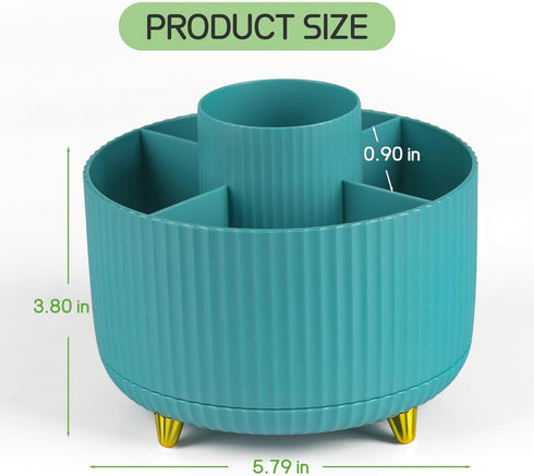 Rotating Pencil Holder for Desk, 360-degree Spinning Makeup Brush Holder Organizer for Vanity, 5 Slots Pen Pencil Cup Holder for First Day of Scho...
