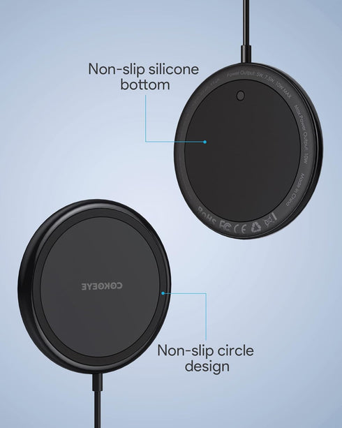 Wireless Charger, 15W Max Fast Wireless Charging Pad 2-Pack Compatible with iPhone 15/15 Pro/15 Plus/15 ProMax/14/14 Pro/14 Plus/13/12/Samsung S24...