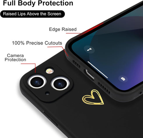 for iPhone 13 Case Cute Slim Shockproof Phone Case with Wireless Charging Support and Protection, Black...