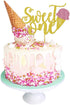 Ice Cream Sweet One Cake Topper Double-Sided Glitter for Babies' Ice Cream First Birthday Party Supplies Decorations...