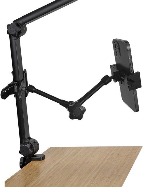 Clip Clamp Phone Holder for Desk/Table/Easel/Board/Shelf,Compatible with 3.5~7.5 inch iPhone/GoPro/Webcam/Blink Camera,Aluminium Alloy 10 inch Len...