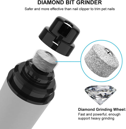 Dog Nail Grinder 10h Working Time Powerful Professional Quiet Electric Pet Nail Trimmer Stepless Speed Regulation Painless Nail File for Large Med...