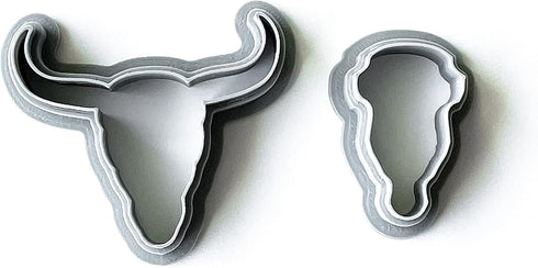 Polymer Clay Cookie Cutters – The Clayful Co Bessie Cow Skull Pack Set of 2 – Plastic Cutter for Jewelry and Earring shapes...