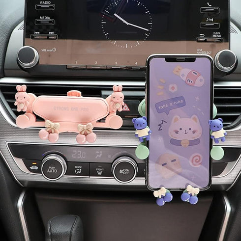 Cartoon Car Vent Phone Mount, Cute Bear Candy Clip Air Vent Phone Holder Car Fit for All Cell Phone, Pretty Car Accessories for Women Mom Wife Fri...