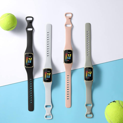 GEAK 4 Pack Slim Band Compatible with Fitbit Charge 5/Charge 6 Bands for Women Men, Soft Silicone Sport Replacement Wristbands for Fitbit Charge 5...