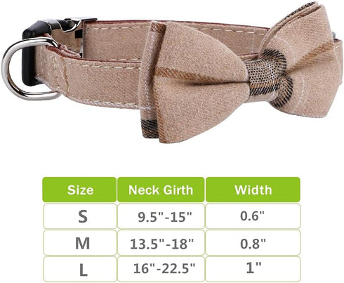 Soft &Comfy Bowtie Dog Collar,Detachable and Adjustable Bow Tie Collar,for Small Medium Large Pet (S, Brown)...