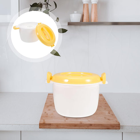 OSALADI 1L Microwave Rice Cooker Mini Rice Cooker Steamer Keep Warm Function for Soups Stews Grains Oatmeal Yellow...