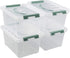 4-Pack 6 Quarts Clear Storage Box Tote, Plastic Bins with Lids...