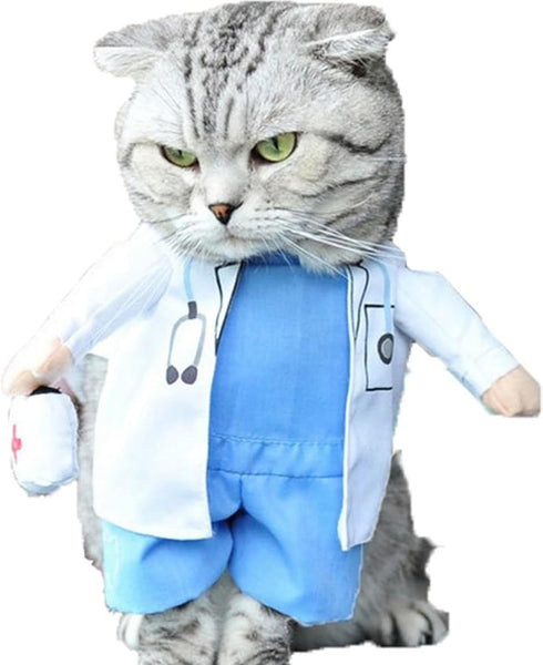 Dog Cat Doctor Costume, Funny Pet Doctor Halloween Costumes for Small Dogs Cats Puppy, Cosplay Party Dog Jeans Clothing Chrismas Clothes Cool Outf...