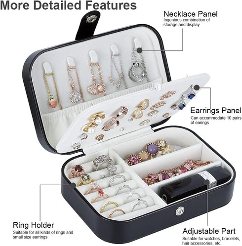 Travel Jewelry Organiser Cases, Jewelry Storage Box for Necklace, Earrings, Rings, Bracelet (Box-LBlack)...