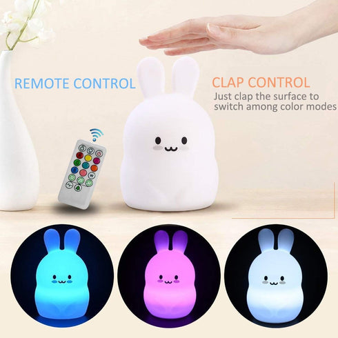 Rabbit Night Lights for Kids, Babies Nursery Lamp, Kids lamp, Child Bedroom Bedside Lamp, Changeable Brightness & Color Children's Table Night-Lig...