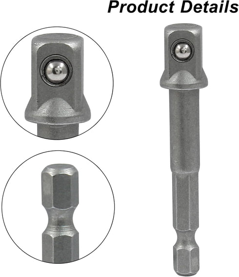 6 Packs 1/4 Inch Impact Grade Socket Adapter Set, 1/4 Hex Shank Square Socket Bit Adapter for Cordless Drills & Screwdrivers...