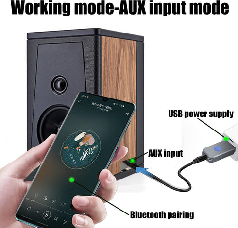 USB to Bluetooth Car Kit,Wireless Audio Adapter, Music Receiver for Home,Car Stereo Sound System,Portable Speskers,(Aux in) with 3.5mm Cable (H222...