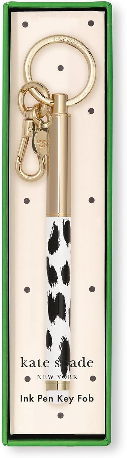 Kate Spade New York Metal Ink Pen with Stylus Tip, Black Ink Ballpoint Keychain Pen, Modern Leopard......
