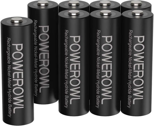POWEROWL Rechargeable AA Batteries,2800mAh High Capacity Batteries 1.2V NiMH Low Self Discharge Pack of 8...