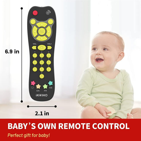Baby Remote Control Toy, Realistic Toddler TV Remote Toy with Light Sound Kid Learning Education Musical Toys with English French Spanish Infant G...