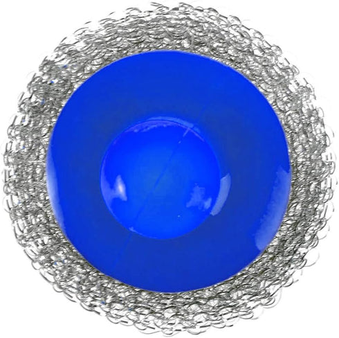 Handle Stainless Steel Sponge - Set of 3 - Wire Metal Scrubber - Kitchen Dish Scrub Pads - Blue...