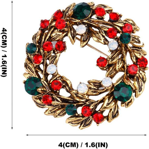 2Pcs Christmas Brooch Pin Rhinestone Brooch with Christmas Wreath Snowflake Design Enamel Lapel Pins for Christmas Holiday Party...