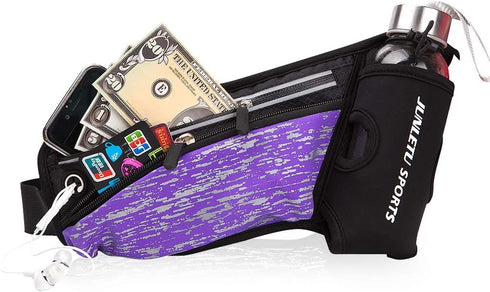 Running Belt with Water Bottle Holder Hydration Waist Pack for Men Women Reflective Fanny Pack Waterproof Ultra Light Running Belt for 7’’ Phones ...