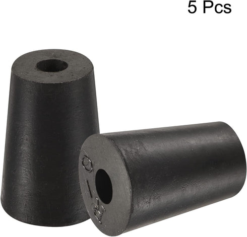 MECCANIXITY Rubber Tapered Plug 13mm to 17mm with Hole Test Tubes Bungs Stopper Black for Lab Home 5 Pieces...