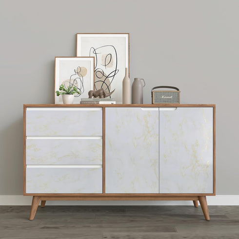 Marble Contact Paper for Countertops Gold White Peel and Stick Countertops Decorative Waterproof Contact Paper for Walls Cabinets Glossy Marble Wa...