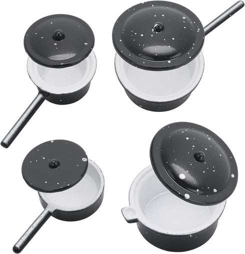 Dollhouse Kitchen Cookware Set, 4Pcs Miniature Metal Pots and Pans Dollhouse Decoration Accessories Kitchen Accessories Party Supplies for Dollhou...