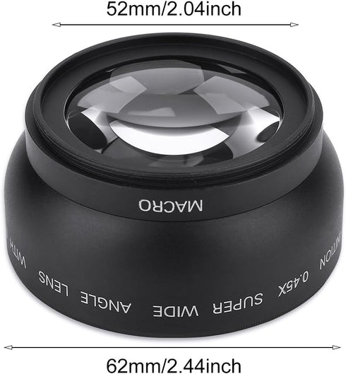 Wide Angle Macro Lens, Camera 52mm 0.45X Magnification Universal Conversion Lens Professional Optical Glass Camera Close Up Lens, for Canon for Ni...