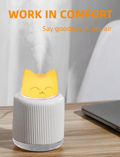 Mini Humidifier, Cute Cat Shape Humidifier,USB Personal Desktop Humidifier for Car, Plants, Office Room, Bedroom, 2 Mist Modes, 2 LED Colors,Auto ...
