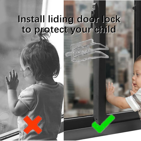 5 PCS Sliding Door Lock Durable Sliding Door Child Lock Child Safety Sliding Glass Door Lock No Drill Toddler Childproof Slider Door Window Stop f...