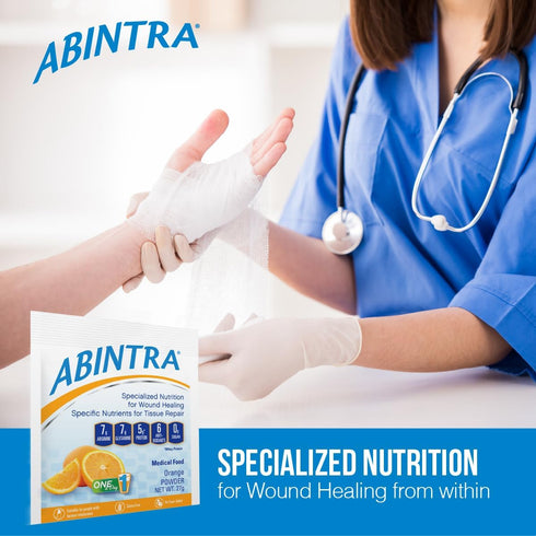 ABINTRA Specialized Wound Healing Nutritional Supplement includes L-Arginine, L-Glutamine, Whey Protein, Vitamins and Minerals, Orange Flavor, 6 P...