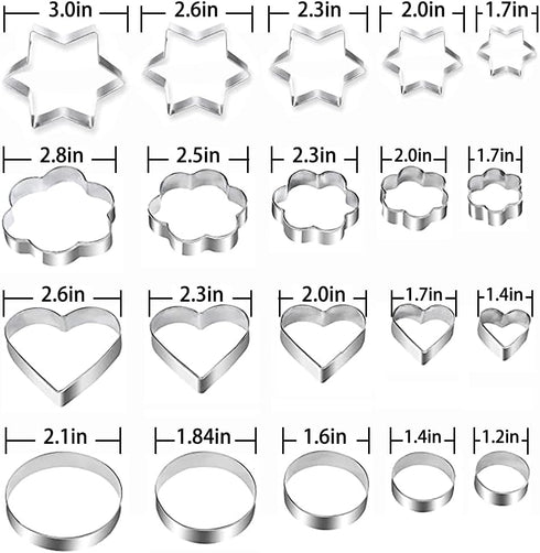 Metal Cookie Cutters Set - Star Cookie Cutter Stainless Steel Round Biscuit Cutter Heart Small Star Cookie Cutters Mini Flower Molds Cutter for Ba...