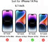 2 Pack 360 Degree Anti-glare Privacy Tempered Glass for iPhone 14 Pro Anti-Spy 4 Directions Matte Screen Protector Film 4 Sides Anti-Peeping 6.1 i...
