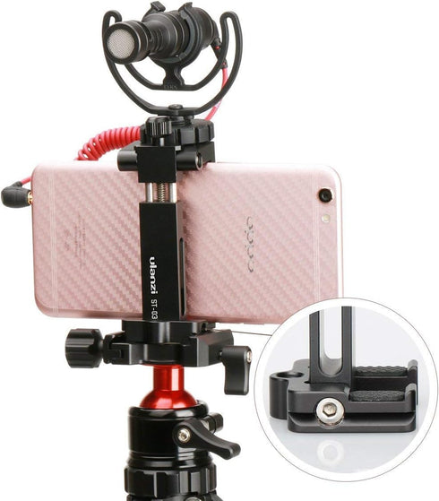ULANZI ST-03 Metal Smart Phone Tripod Mount with Cold Shoe Mount and Arca-Style Quick Release Plate for iPhone Xs Xs Max X 8 7 Plus Samsung,Cell P...