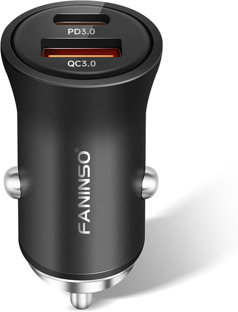 60W Car Charger USB C Fast Charge, Aluminum Dual Port Cigarette Lighter Adapter, Car Phone Charger for iPhone 15/14/13 Pro Max Plus, iPad, Samsung...