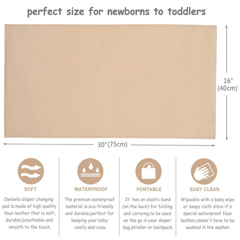Owlowla Baby Diaper Changing Pad Portable Changing Mat Travel Changing Pad Liner for Baby and Small Toddler(Beige&Brush Strokes)...