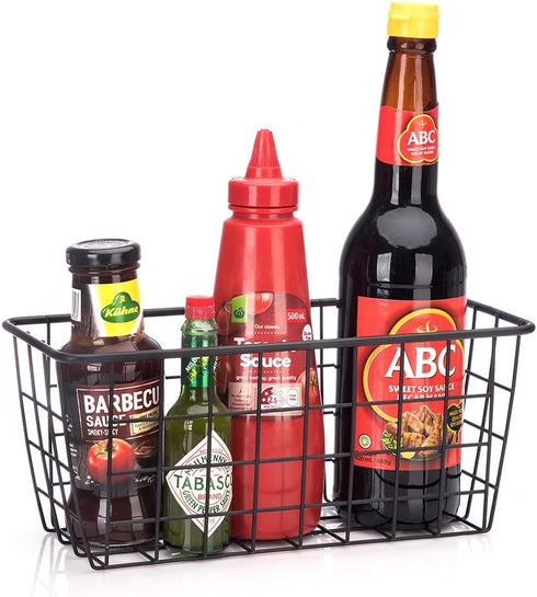 3 Set LeleCAT Adhesive Over the Cabinet Door Wire Baskets for Organizing for Kitchen Food Pantry Bathroom Shelf Storage No Drilling Wall Mounted,B...