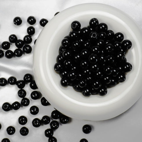145pcs Glass Beads, 8mm Glass Beads for Barcelet and Jewelry Making DIY Crafts (Black)...