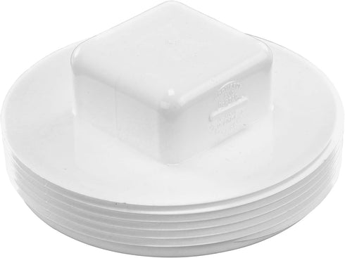 NDS 41P8 PVC S&D Cleanout Plug, with 4-Inch MPT Connection, Works with 4-Inch FPT drain fittings attached to Sewer and Drain Pipe, White...